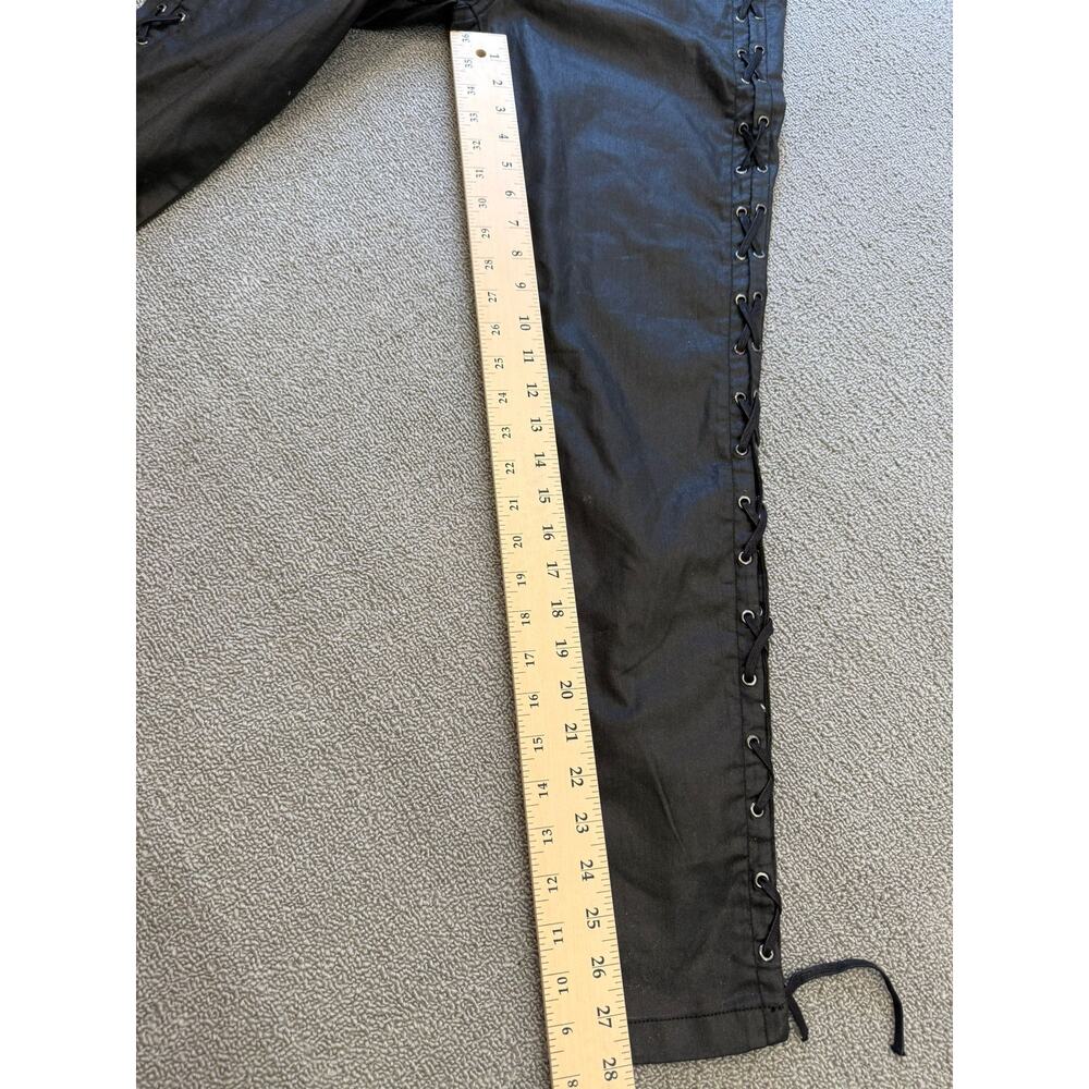French Connection Women's Size 8 Black Coated Lace Up Pants - Picture 7 of 16